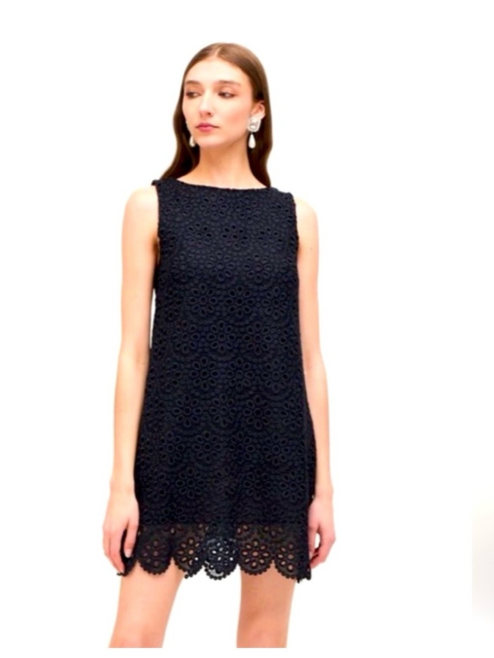 Hill House Navy Floral Eyelet Mini Dress